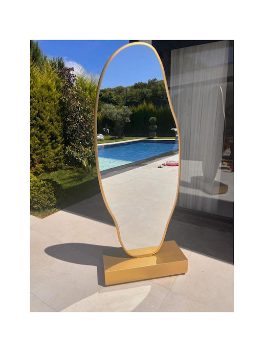 SteweHome Oglindă Asimetrică cu Ramă din Lemn Auriu 180x65cm