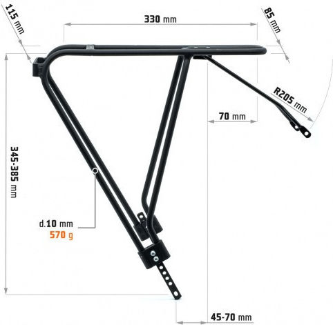 Fahrradkoffer & -halter Hinteres Gestell von Author Acr-12-alu Mattes Schwarz