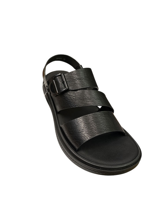 Leder Herrensandalen in Schwarz Farbe