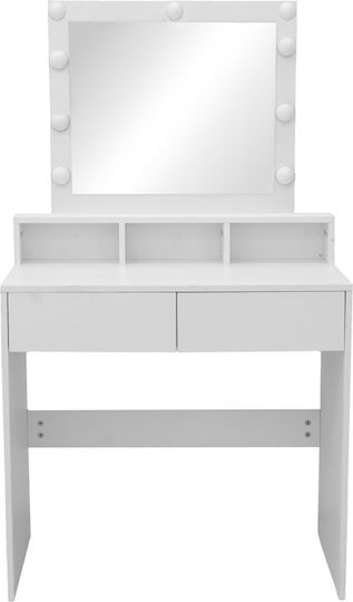 Floor-Standing Makeup Dressing Table Wooden White with Mirror 80x40x145cm