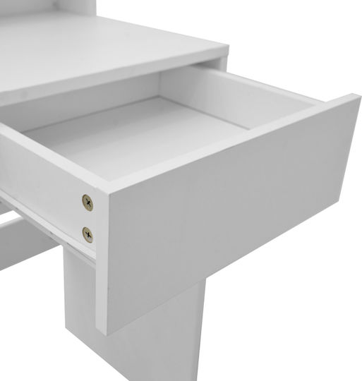 Floor-Standing Makeup Dressing Table Wooden White with Mirror 80x40x145cm