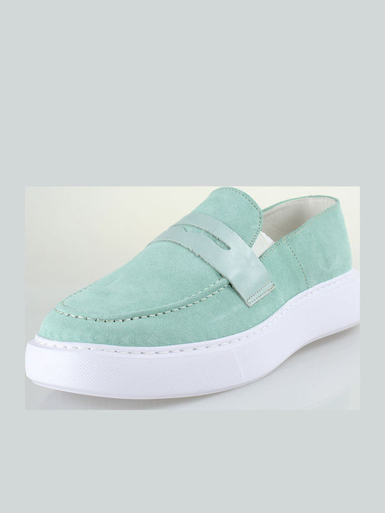 Leather Men's Casual Green Shoes