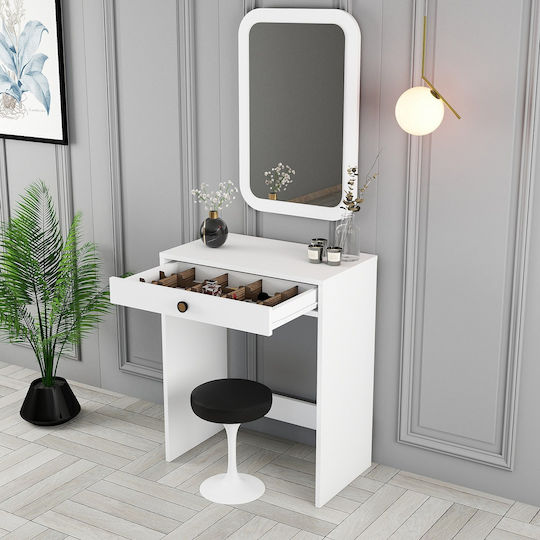 Bodenstehende Schminktisch Schlafzimmer Lizbon Holz Weiß mit Spiegel 70x40x84,7cm