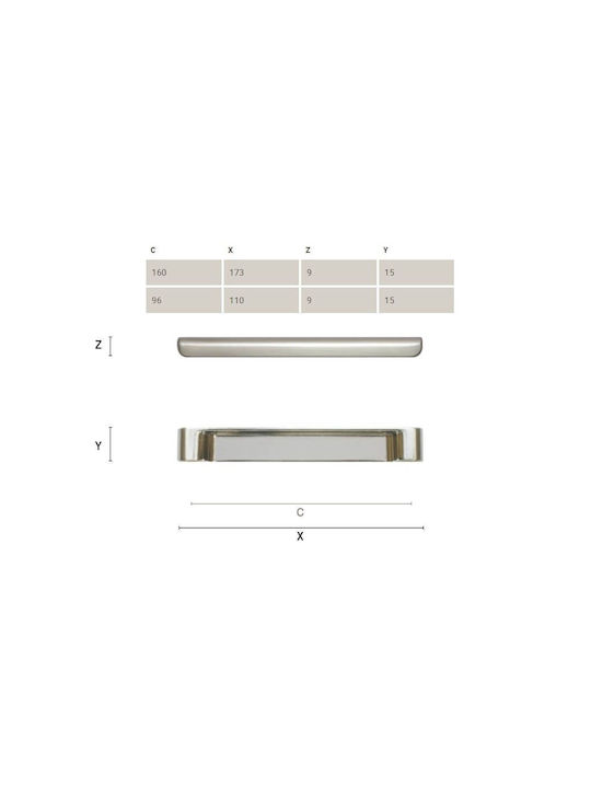 Citterio Line Rame Furniture Handle Made of Metallic Rame Pink with Hole Centers 160mm 351-rame