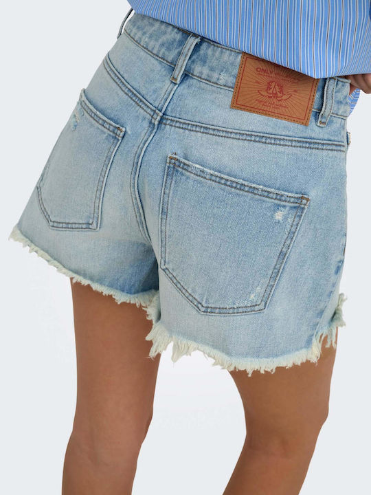 Damen-Jeans Hohe Taille Shorts Hellblau