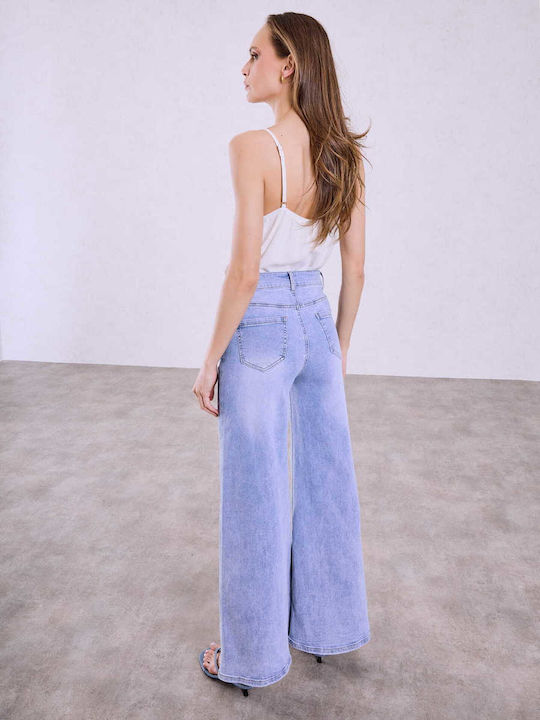 Celestino Damen Jeans Wide Bein Loose Passform Hellblau Celestino Damen Jeans Wide Bein Loose Passform Hellblau