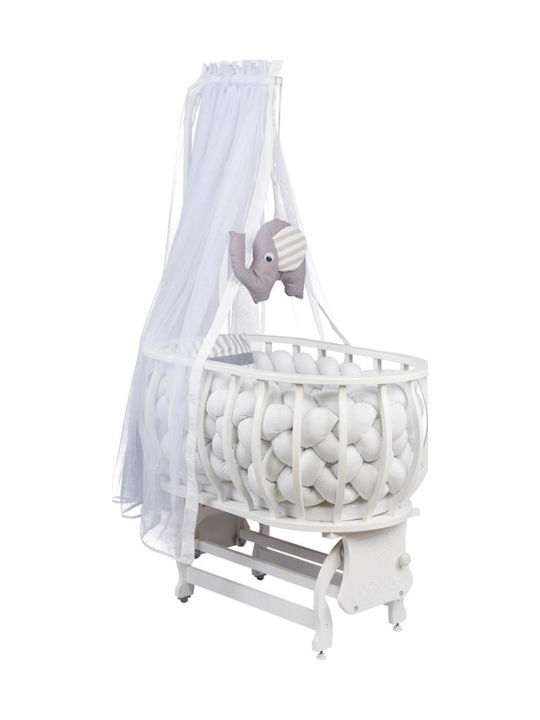 SteweHome Βρεφική Κούνια Λευκή με Στρώμα 90x101cm