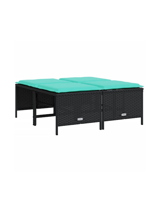 Σκαμπό Rattan Μαύρο 4τμχ 50x48x36.5cm Σκαμπό Rattan Μαύρο 4τμχ 50x48x36.5cm