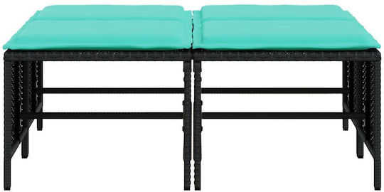 Garden Stool Cube Outdoor Rattan with Cushion Black 4 Pieces 50x48x36.5cm