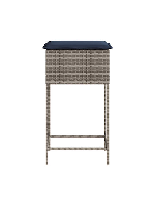 Gartenhocker Für Bar Außenbereich Rattan Mit Grauem Kissen 2Stücke 40x40x76cm