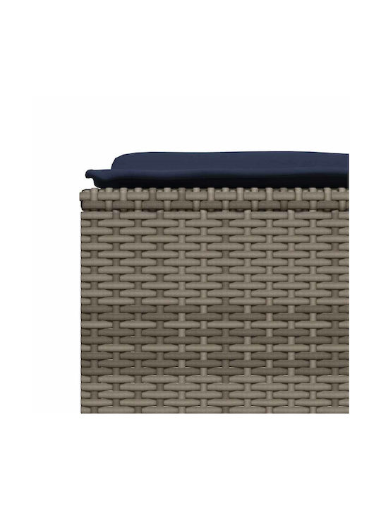 Gartenhocker Würfel Außeneinsatz Rattan mit Grau Kissen 4 Stück 50x48x36,5cm