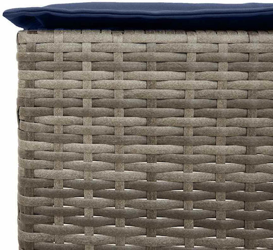 Garden Bar Stool Outdoor Rattan with Gray Cushion 2 Pieces 40x40x76cm