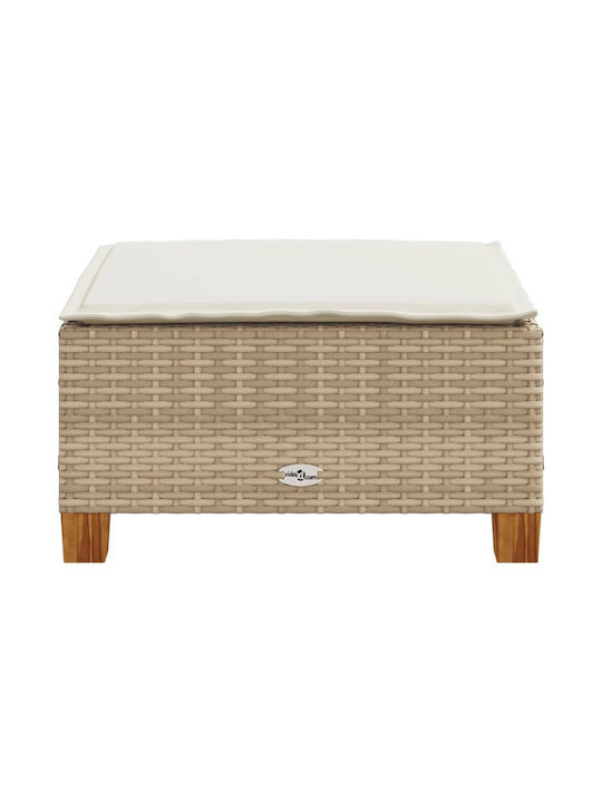 Gartenhocker Würfel Außeneinsatz Rattan mit Beigem Kissen 63.5x56x32cm