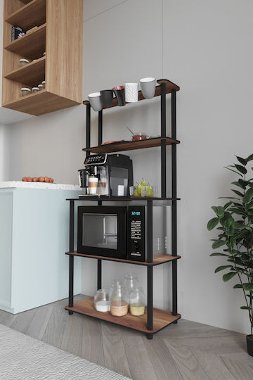 SteweHome Metallic Kitchen Rack 4 Tiers Brown 68x33x95cm