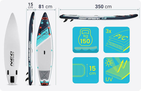 NEO Sport Reefbreak Aufblasbare SUP Board mit Länge 3.5m Weiß