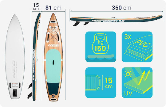 NEO Sport Reefbreak Aufblasbare SUP Board mit Länge 3.5m Beiges