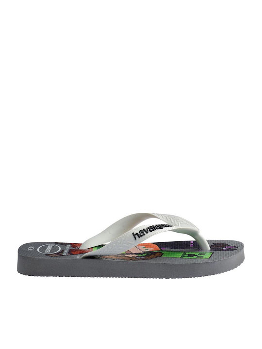 Kids' Flip Flops Gray Minecraft