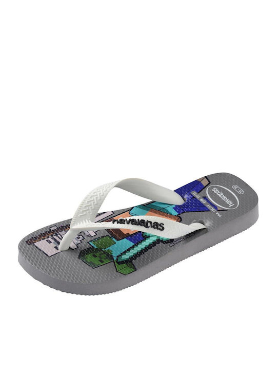 Kids' Flip Flops Gray Minecraft