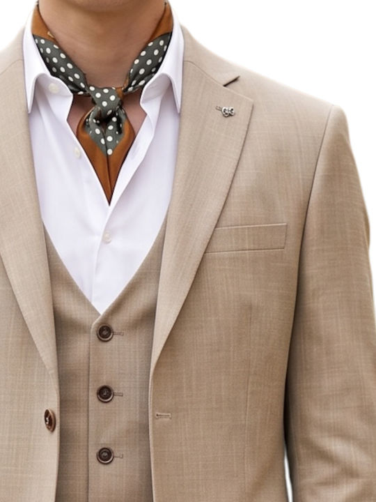 Herrenanzug Mit Weste Beige