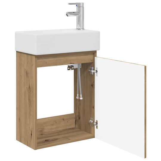 vidaXL Vanity Unit with Sink M45.5xL22.5xH84cm Oak