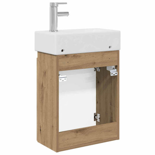 vidaXL Vanity Unit with Sink M45.5xL22.5xH84cm Oak