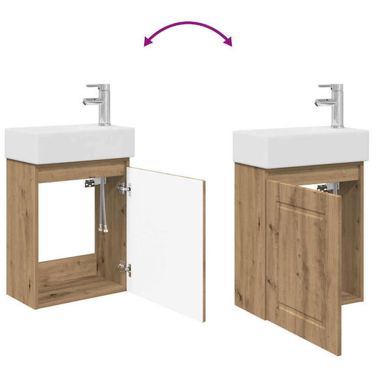 vidaXL Vanity Unit with Sink M45.5xL22.5xH84cm Oak
