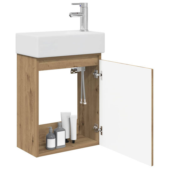 vidaXL Vanity Unit with Sink M45.5xL22.5xH84cm Oak