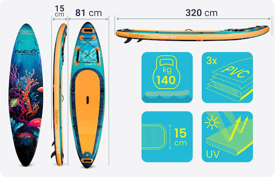 NEO Sport Aquasurf Φουσκωτή Σανίδα SUP με Μήκος 3.2m Μπλε