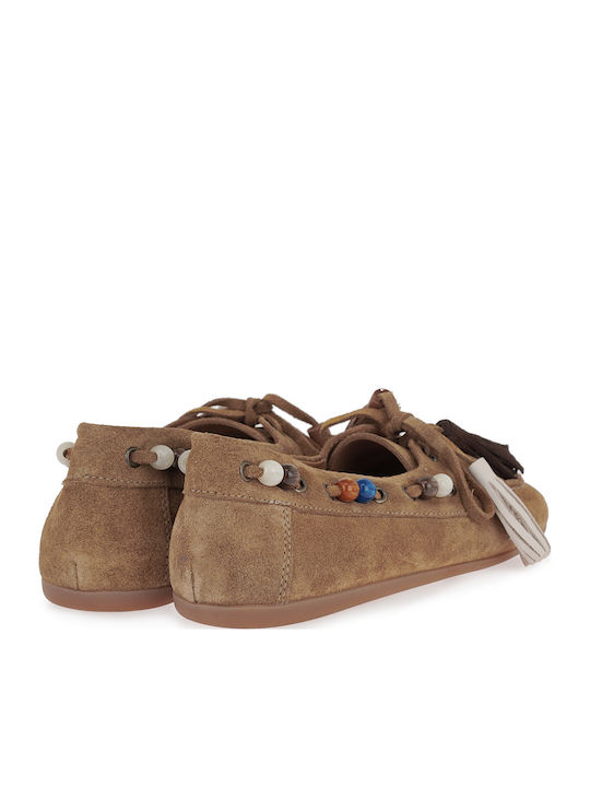 Leather Women's Loafers In Brown Colour