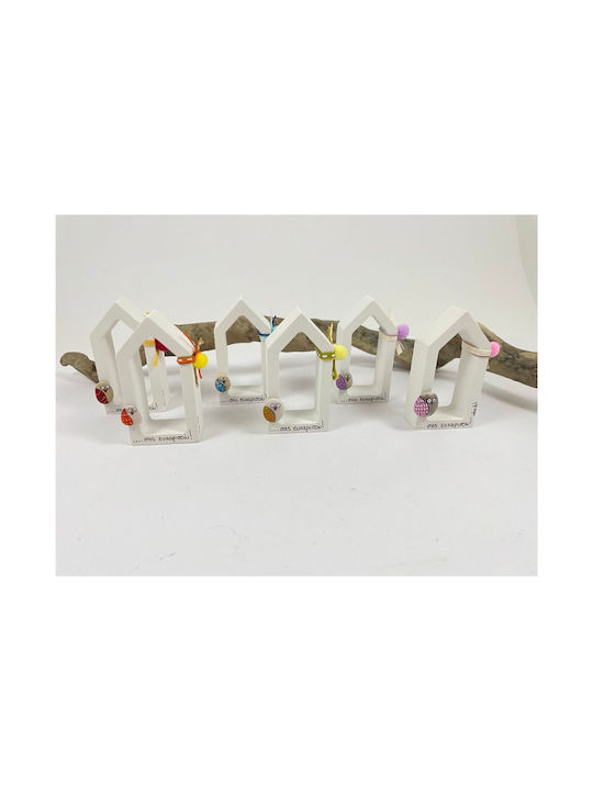 Porzellan Häuschen Mit Bemaltem Stein Eule Danke Rotes