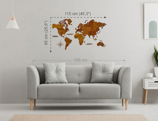3D Wall Decor Handmade Brown Wooden 115x65cm