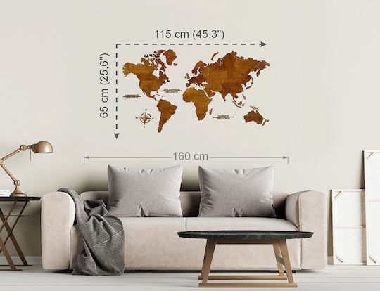 3D Wall Decor Handmade Brown Wooden 115x65cm