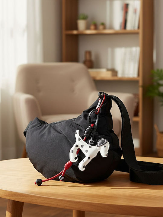 Keychain Bag Charm Unisex Large Leather White Polka Dot Puppy
