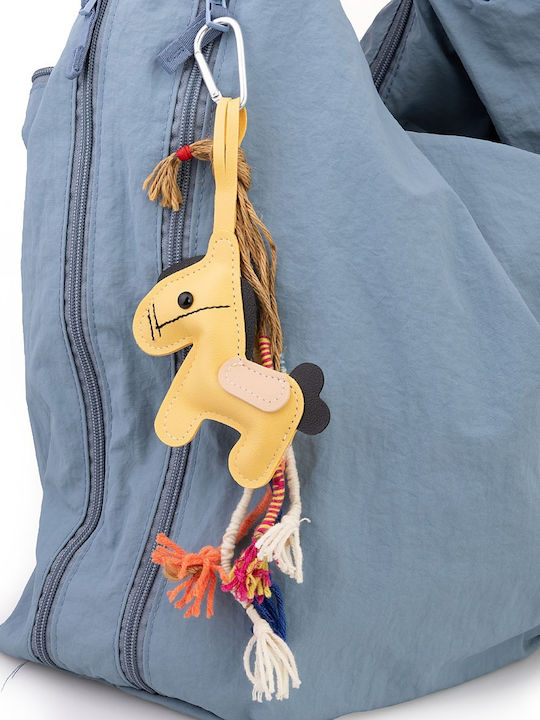 Keychain Bag Charm Unisex Large Leather Pony Yellow