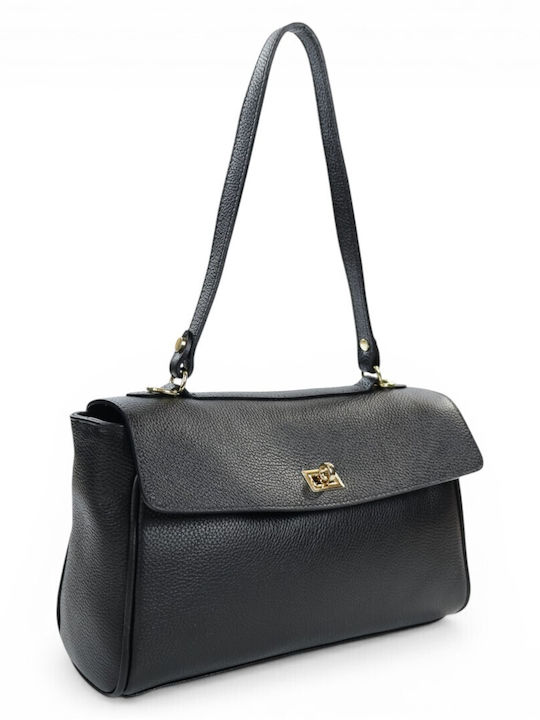Black Leather Women's Flap Bag