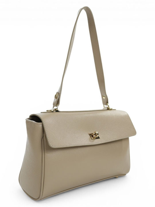 Lederschultertasche / Crossbody-Tasche für Damen Cappuccino