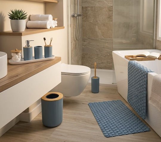 Badezimmerzubehör-Set Bambus Blau 6 Stück