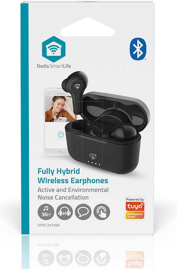 Nedis Fully Hybrid In-ear Casti Bluetooth Handsfree Cu Husă De Încărcare Negru