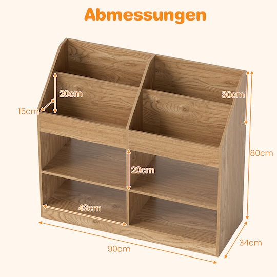 Wooden Wall Bookcase Multicolour 80x34x90cm