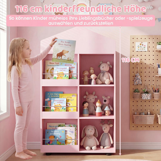 Holz Boden Bücherregal Rosa 116x30x64cm
