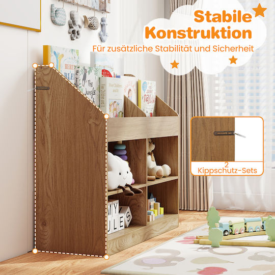 Wooden Wall Bookcase Multicolour 80x34x90cm