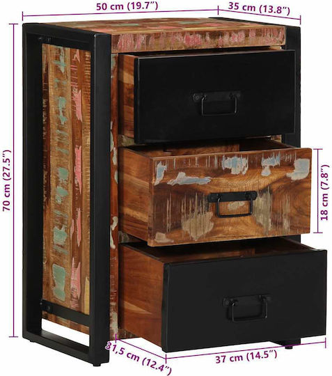 Storage Drawers Made of Metal & Wood L50xW35xH70cm
