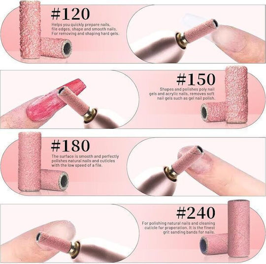 UpLac Wheel Caps + Metal Shaft Manicure 180 Grit 3.1mm 100 Pieces