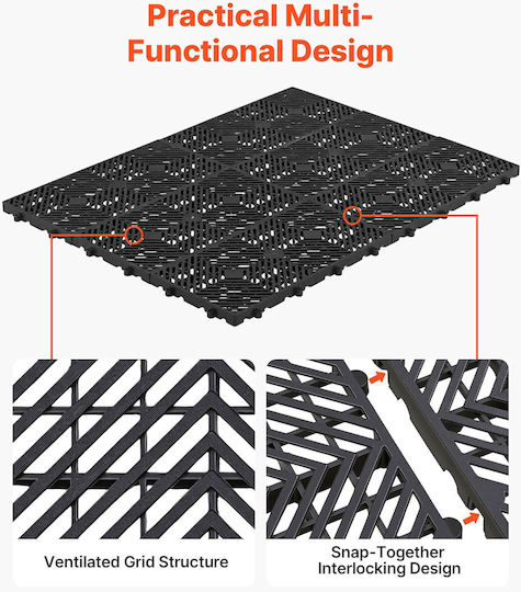Vevor 6 Pieces Plastic Storage Pallets Stackable Waterproof 600 X 300 X 30 Mm Black Sltp6gfctpl2qf3yb001v0