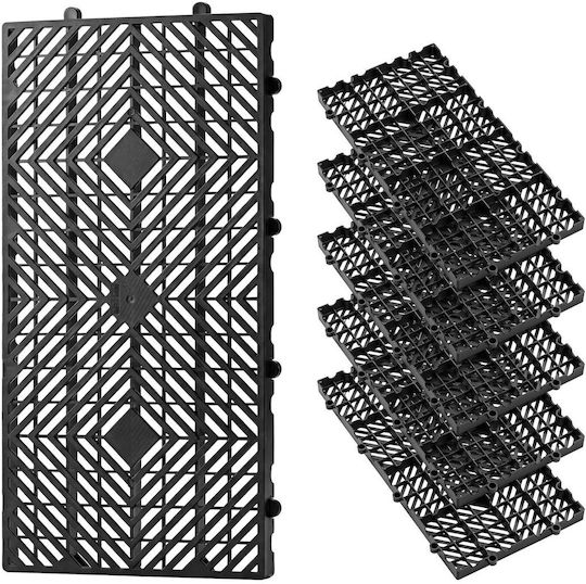 Vevor 6 Pieces Plastic Storage Pallets Stackable Waterproof 600 X 300 X 30 Mm Black Sltp6gfctpl2qf3yb001v0