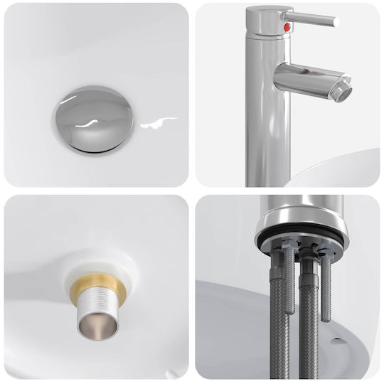 vidaXL Pang de Baie Fără Lavoar cu Oglindă cu Lumină Stejar Afumat