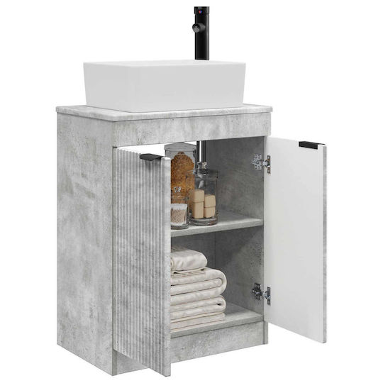 vidaXL Badezimmer Waschtisch-Einheit Ohne Waschbecken Mit Spiegel M54xB35xH83cm Graues