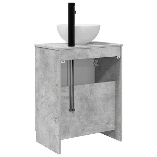 vidaXL Badezimmer Waschtisch-Einheit Ohne Waschbecken Mit Spiegel M54xB35xH83cm Grau