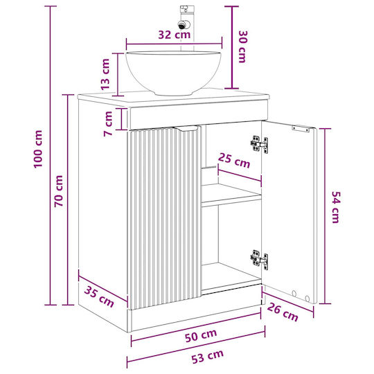 vidaXL Badezimmer Waschtisch-Einheit Ohne Waschbecken Mit Spiegel M54xB35xH83cm Grau