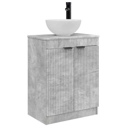 vidaXL Badezimmer Waschtisch-Einheit Ohne Waschbecken Mit Spiegel M54xB35xH83cm Grau